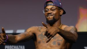Kevin Holland at the UFC 327 ceremonial weigh-in