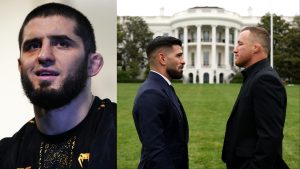 Islam Makhachev, Justin Gaethje and Ilia Topuria