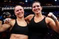 Ronda Rousey and Gina Carano embrace following MVP MMA 1