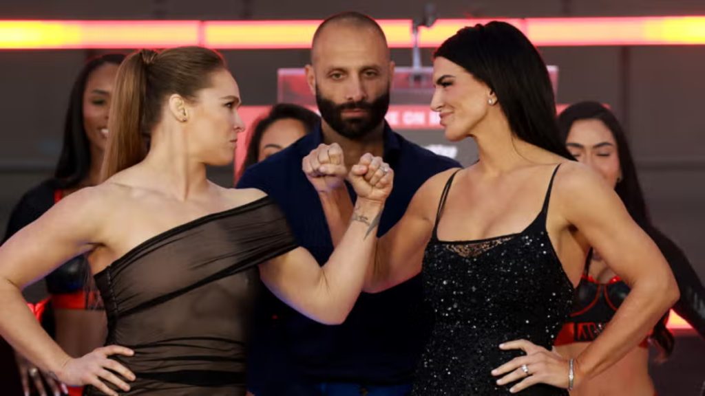 Ronda Rousey and Gina Carano face off prior to MVP MMA 1