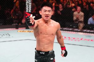 Song Yadong celebrates UFC Macau win