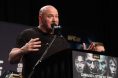 Dana White speaks to reporters during a UFC 328 press conference
