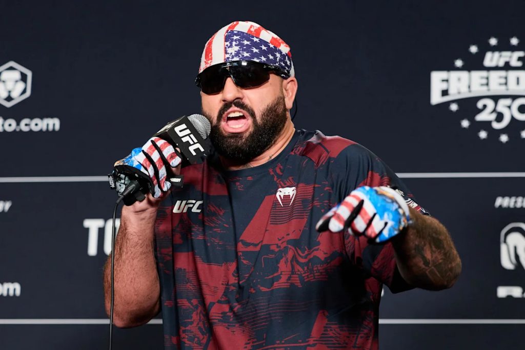 Josh Hokit speaks during the UFC Freedom 250 presser