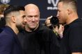 Ilia Topuria and Justin Gaethje face off at a pre-fight press conference