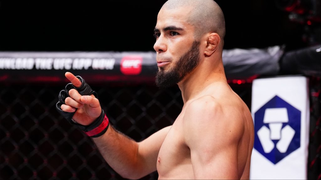 Muhammad Mokaev inside the Octagon at UFC 304