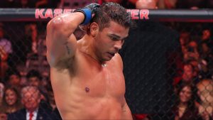 Paulo Costa celebrates after knocking out Azamat Murzakanov at UFC 327