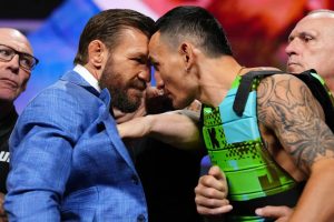 Conor McGregor and Max Holloway face off ahead of UFC 329