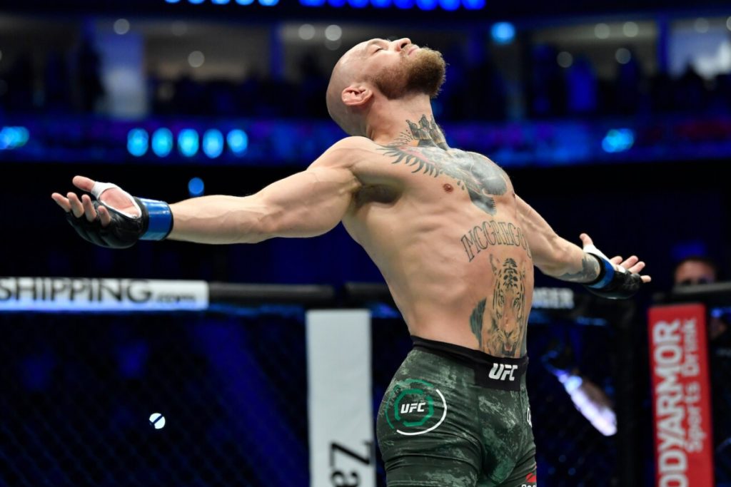 Conor McGregor enters the Octagon following his walkout