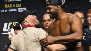 Jon Jones and Conor McGregor at the UFC 285 weigh-in