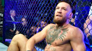 Conor McGregor in the Octagon after his fight at UFC 264
