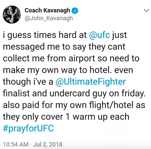 John Kavanagh Tweet